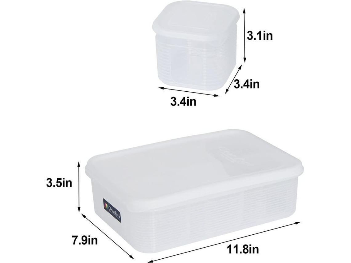 Recipiente frigorífico Rebe con 6 compartimentos herméticos extraíbles para frutas, verduras, carnes y pescados.