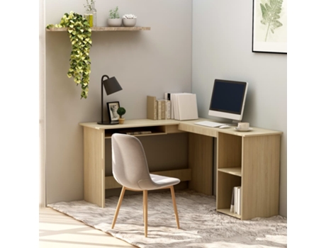MAISON EXCLUSIVE Escritorio forma de L madera contrachapada roble 120x140x75 cm