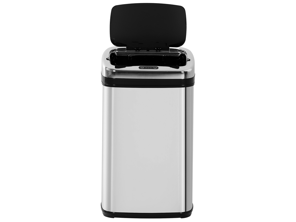 Cubo De Basura De Acero Inoxidable De 30 Litros Con Sensor De Movimiento, Color Plata/negro.