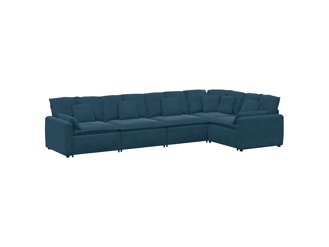 Maison Exclusive - Sofá Modular Con Cojines De Terciopelo Azul