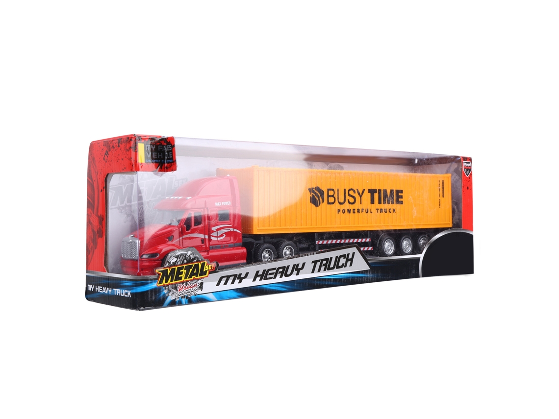 Ats-juguete De Camión Contenedor Con Retroceso, Luz Y Sonido, Modelo De Vehículo Para Niños (rojo Amarillo)