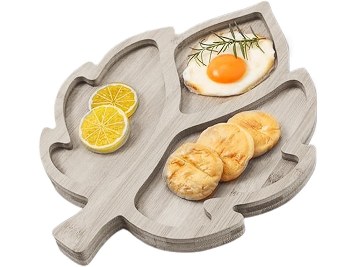 Bandeja rústica de madera para servir carnes con estampado de hojas, ideal para el Día de Acción de Gr Gokoco