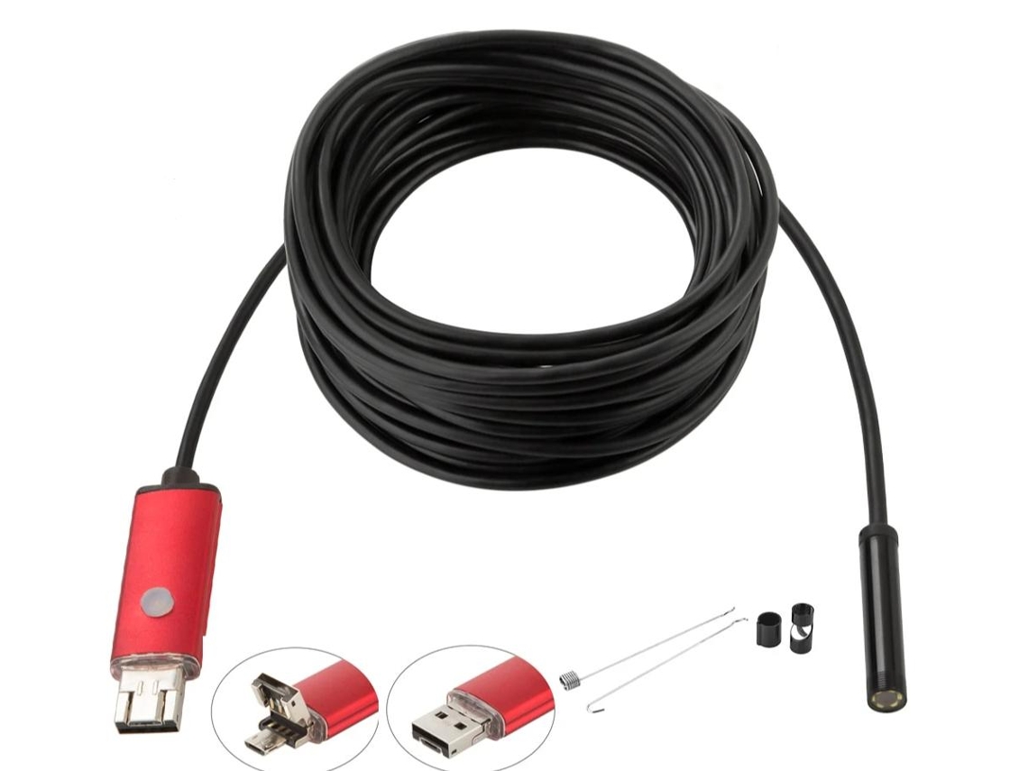 SZSMART  Câmara de Inspecção  Otg Micro USB Endoscópica com 6 Led para Android - Win7 - 8/10 (7Mm - 1M)