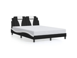 Maison Exclusive - Estructura De Cama Viana Sin Colchón Cuero Sintético Negro Y Blanco
