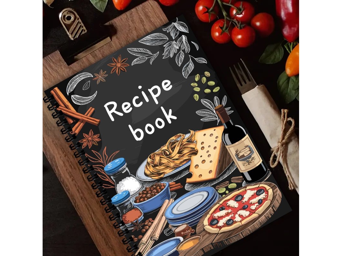 Cuaderno de recetas en espiral personalizado A5 para anotar tus propias recetas MDUG (blanco)
