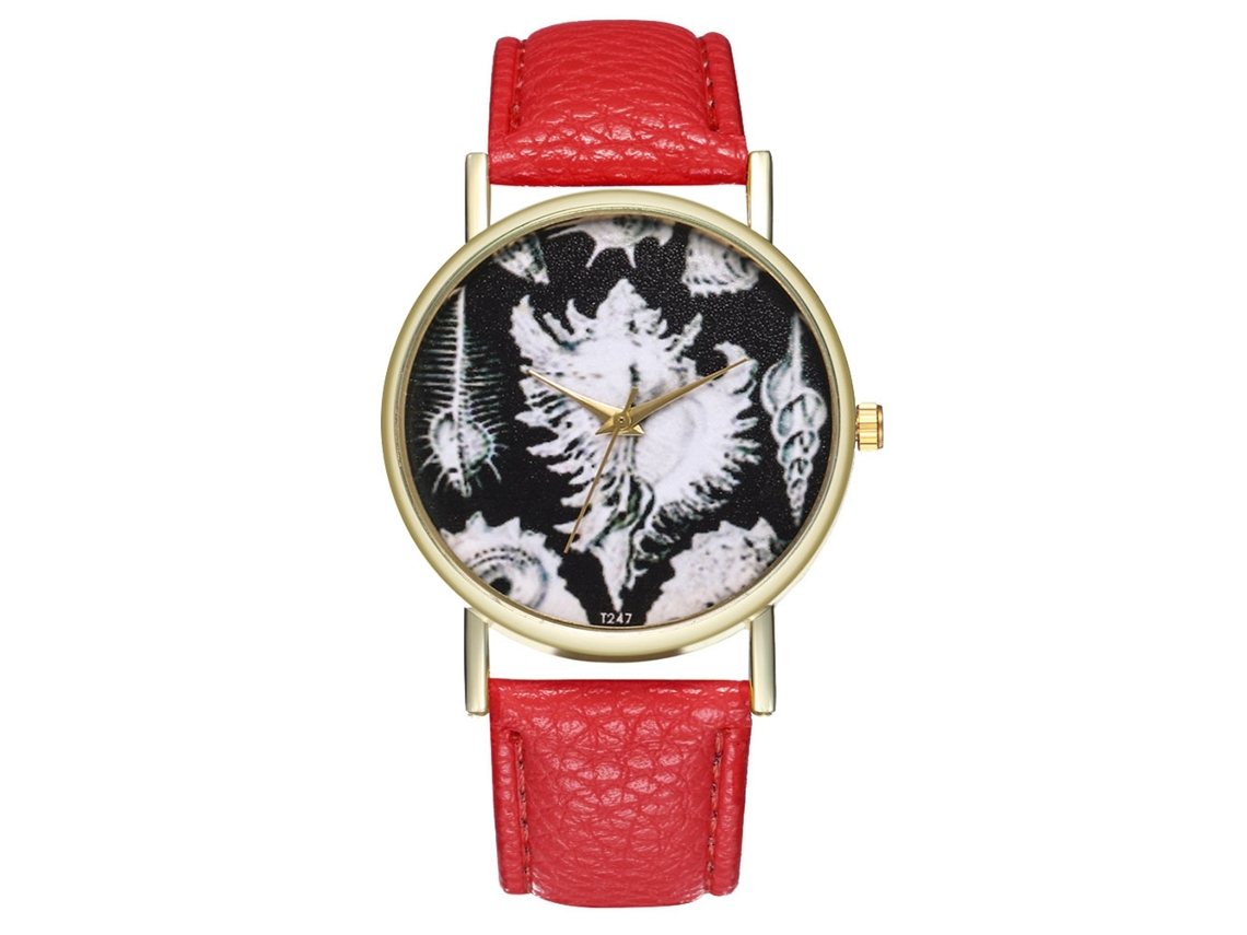 Reloj Analógico De Cuarzo Para Hombres Con Correa De Pu Dial Redondo T247-a (rojo)