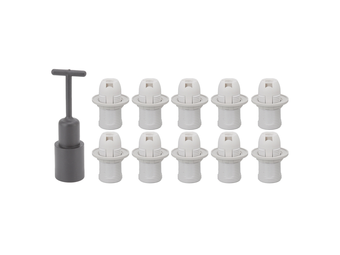 2026-10pcs Base De Lámpara E14 De Abs Con Mangas Resistente A Altas Temperaturas Soportes De Luz Para Hogar Blanco