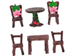 Juego De 6 Piezas De Muebles En Miniatura Para Jardín De Hadas: Mesa Y Sillas (microresina)
