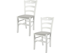Conjunto de 2 Cadeiras T M C S Cuore 252LBI-NL024 (Branco - 88x43x46 cm - Madeira)
