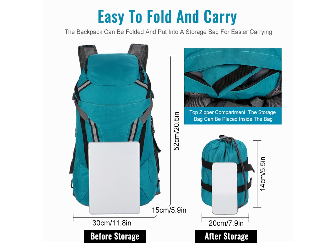 Mochila Plegable Ligera E Impermeable De Nailon Para Senderismo, Viajes, Ciclismo Y Camping.