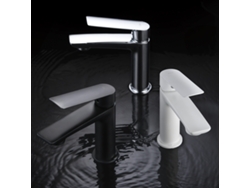 Grifo monomando para baño en latón blanco mate con cartucho cerámico de 25 mm y latiguillos flexibles Imex BDX023 1BL