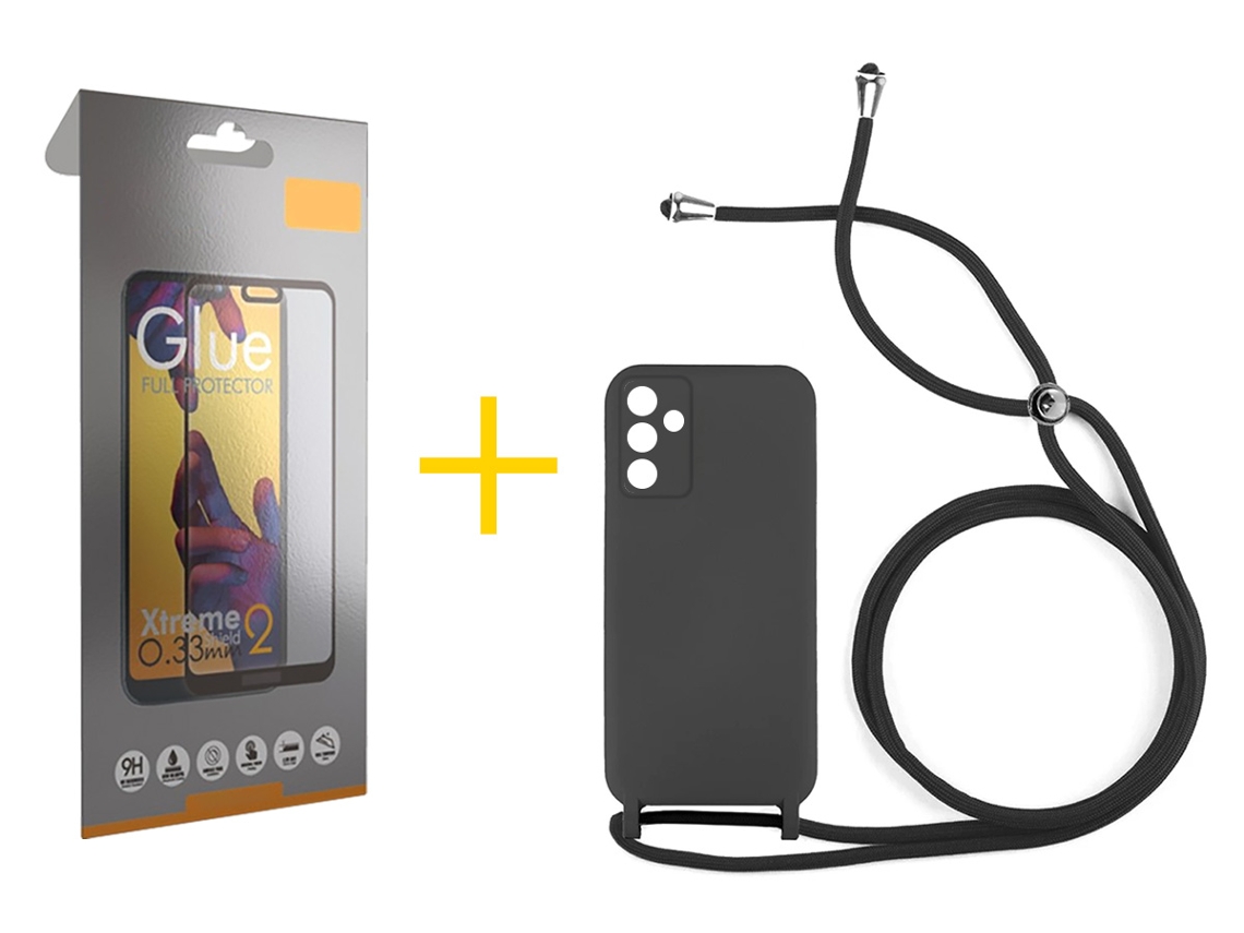 Pack 1 X Película de Vidrio Templado Full + Funda SKYHE para Samsung Galaxy A35 5G Gel con Cordón Negro