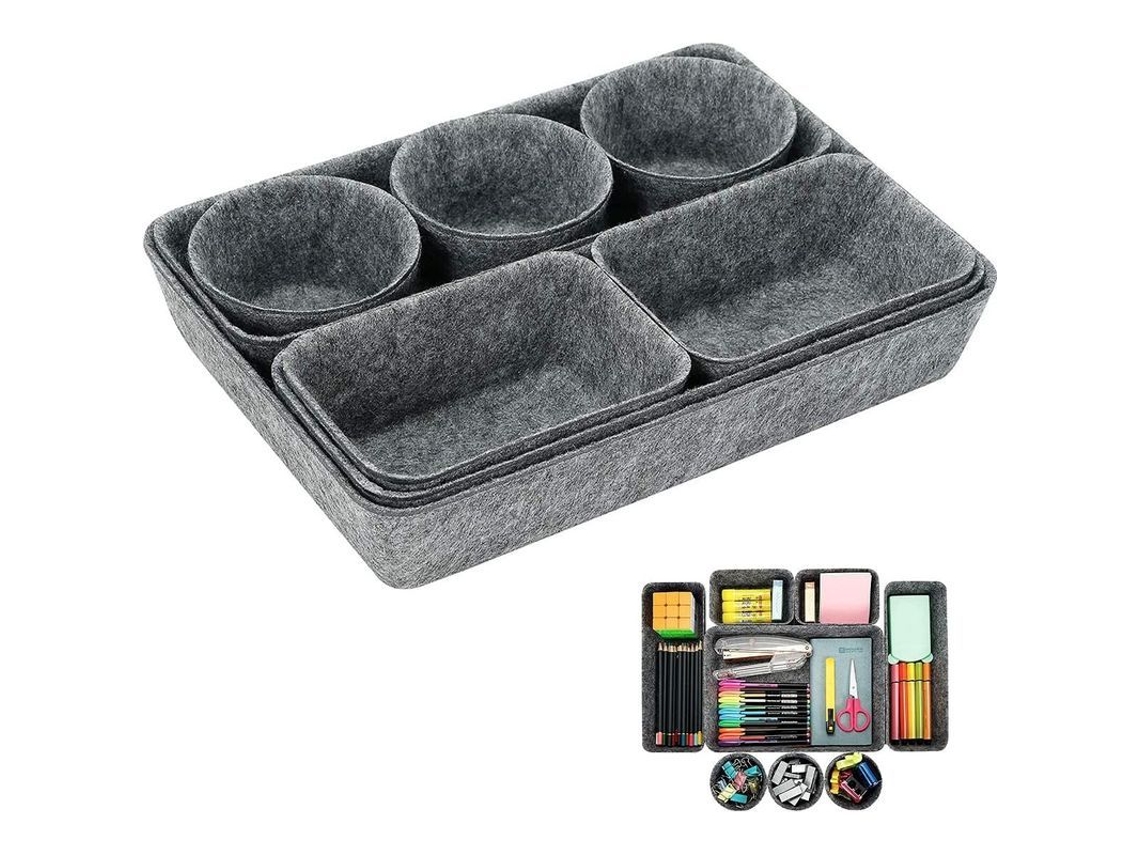 Juego De 8 Organizadores De Cajones Apilables De Fieltro Para Cosméticos, Oficina Y Hogar.