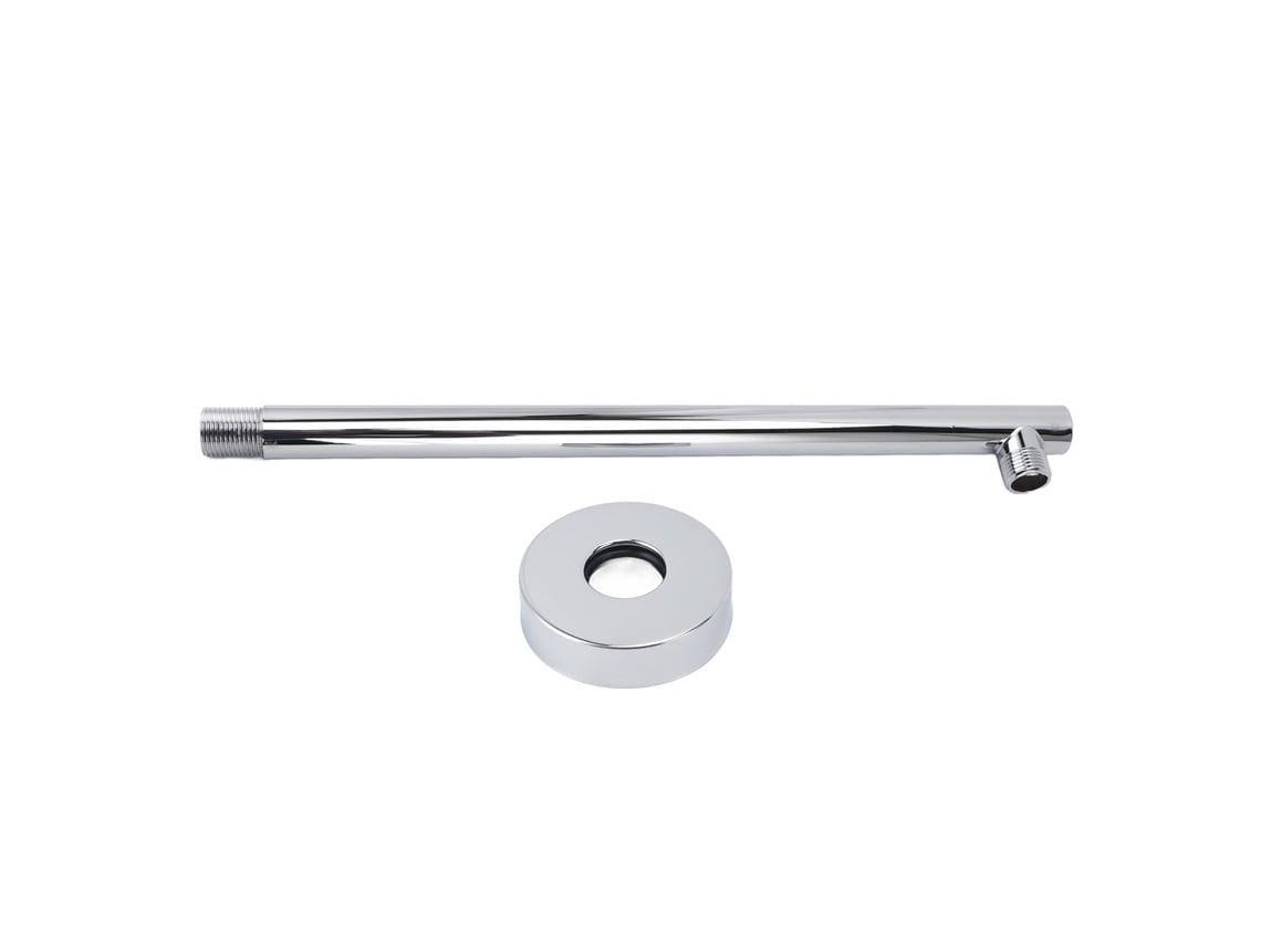 Brazo de ducha con brida de montaje de tubo de acero inoxidable de 35 cm, accesorios de baño