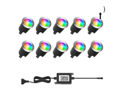 Luces de cubierta Bluetooth, opciones de color RGB, resistencia al agua IP67, blancas (10 unidades), enchufe UE OEM