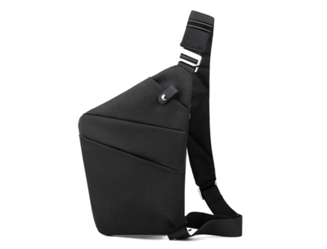Mochila de hombro, mochila de pecho con bandolera pequeña impermeable antirrobo (negro)