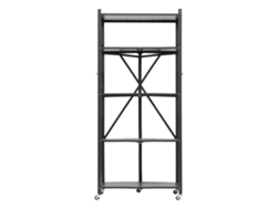 Estantería metálica plegable Succebuy de 5 niveles con ruedas, 71 x 38 x 163 cm, color negro