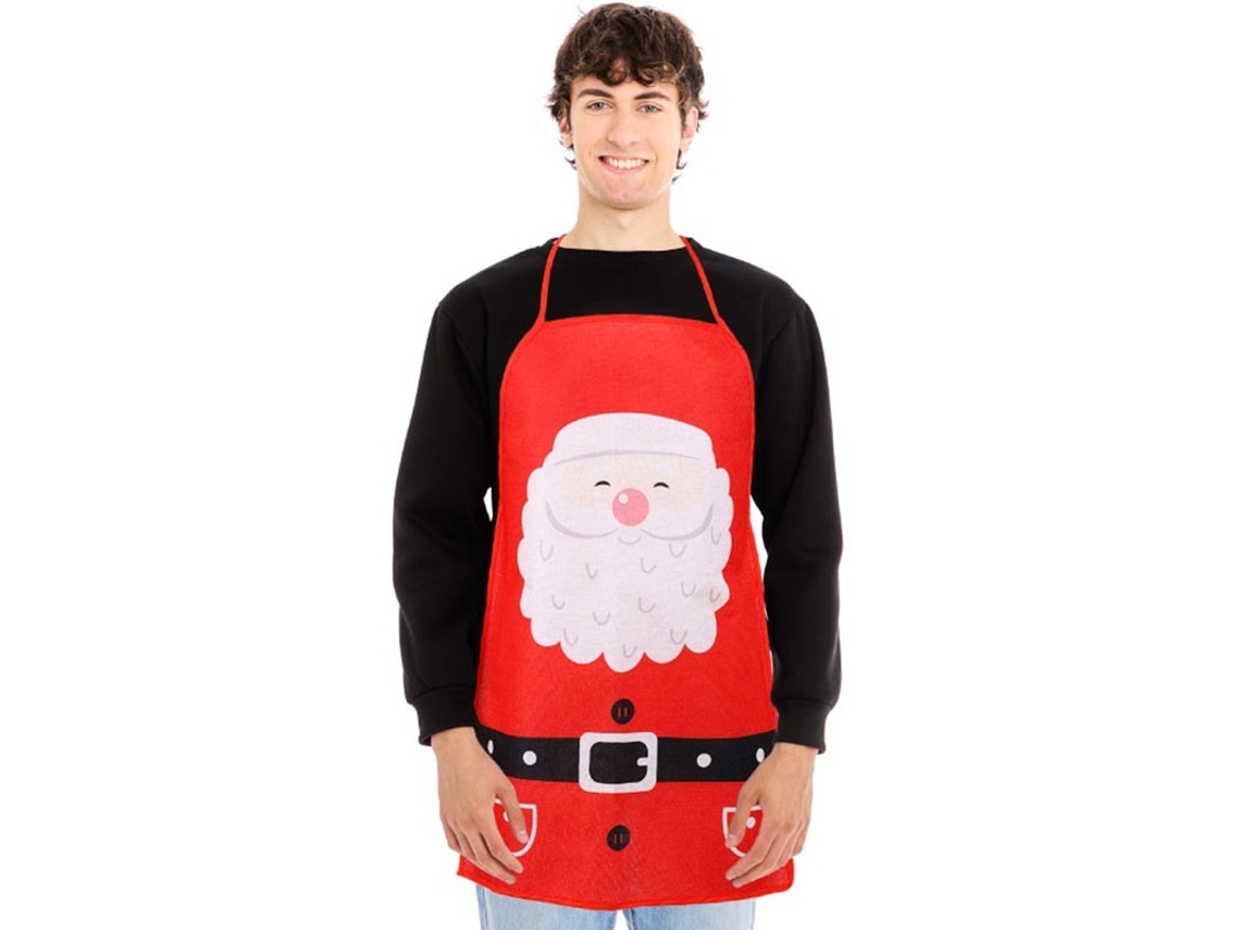 Delantal Navideño de Papá Noel rojo de 52X72 cm