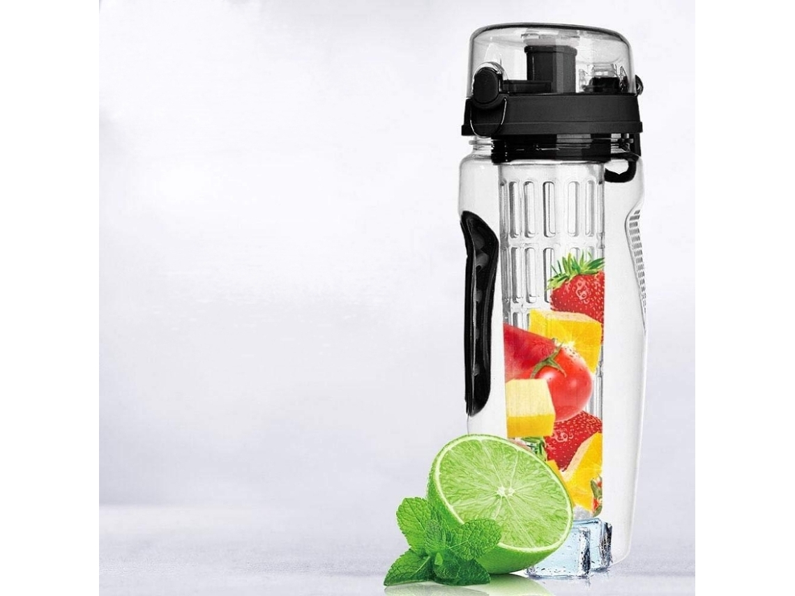 Garrafa De Água Com Recipiente Para Frutas 901 1000ml, Garrafa Com Infusor Para Esportes, Garrafa Tritan Sem Bpa Com Pega Design Anti Vazamento