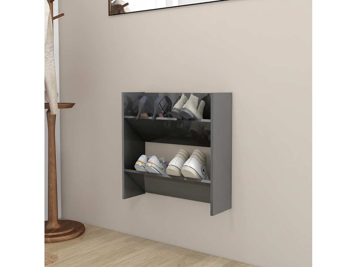 Zapatero de pared en derivados de madera gris brillante MAISON EXCLUSIVE