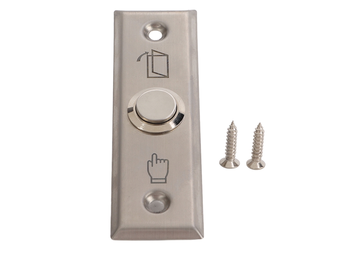 Botón pulsador de salida de control de acceso de puerta de acero inoxidable cepillado con reinicio automático para interiores y exteriores Jeiibrzui