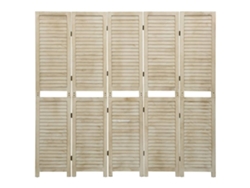 Separador de ambientes | Biombo con 5 paneles, 175x165 cm, madera maciza de paulownia.