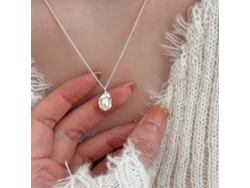 (oro Blanco) Plata De Ley S925, Oro Macizo, Collar Geométrico De Perlas Naturales, Collar De Guisantes, Diseño Elegante