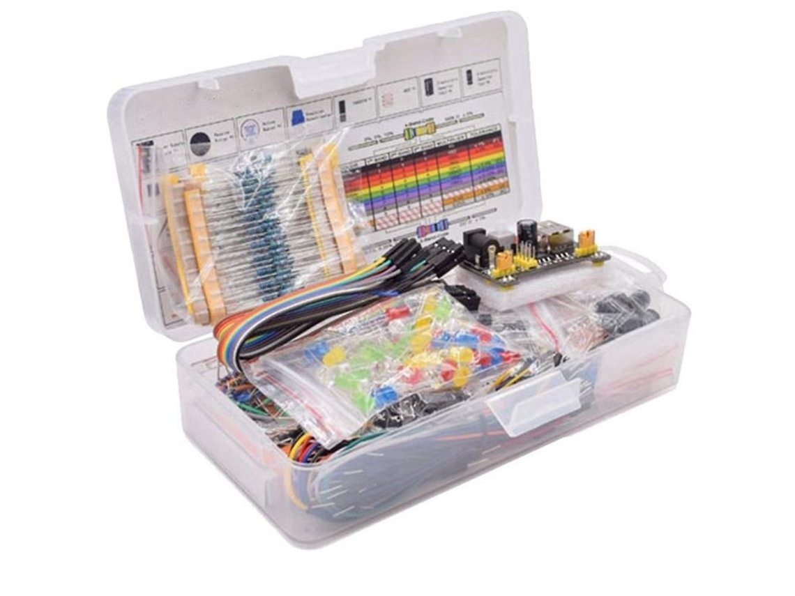 Kit De Componentes Electrónicos Para Armar Con Placa De Prototipos De 830 Puntos Y Estuche De Plástico Para Componentes R3.