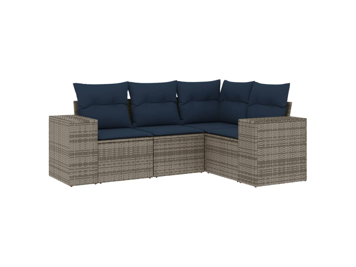 Maison Exclusive - Conjunto De Sofá De Jardín De 4 Piezas Con Cojines, Poliratán Gris