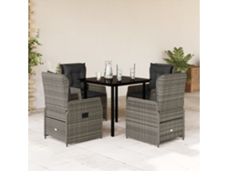 Conjunto de comedor de jardín DKD Home Decor de 5 piezas con cojines, ratán gris