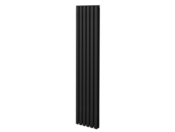 Radiador de columna ovalado en color negro de 1800x360 mm en acero al carbono de 1,5 mm con alta emisión de calor y triple revestimiento.