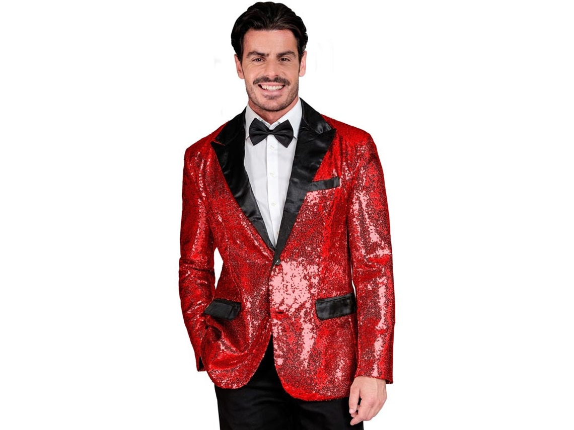 Chaqueta de Fiesta rojo y negro con lentejuelas para hombre