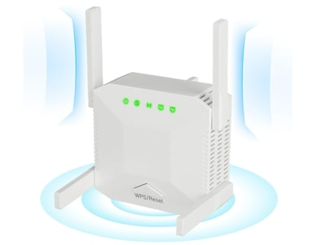 Amplificador extensor WiFi, repetidor WiFi de 1200 Mbps, antiinterferencias de banda dual de 2,4 GHz/5 GHz, 4 antenas que cubren hasta 8000 pies cu...