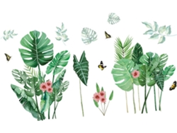 Adhesivo de pared con diseño de hoja de plátano verde, PVC suave, removible, decoración creativa para paredes pintadas, salas de estar, aulas, GOKOCO