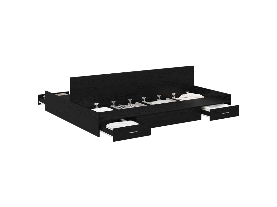 Maison Exclusive - Cama Con Almacenamiento Con Cabecera Roble Negro 140 X 190 Cm