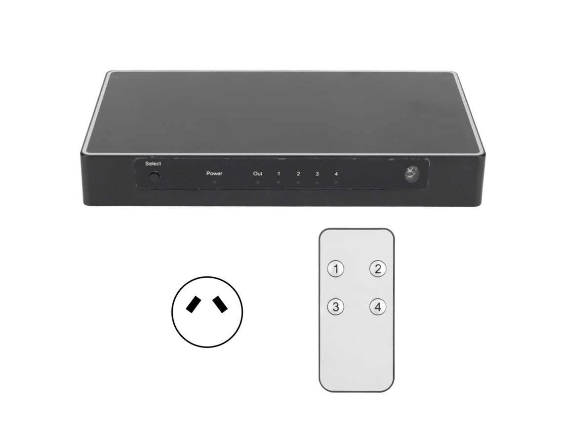 Conmutador Hdmi 4x1 4k 60hz 6gbps 2.0v Plug And Play Control Remoto 4 Entradas 1 Salida