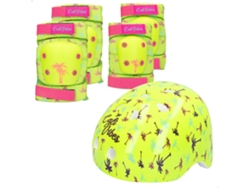 Set casco, coderas y rodilleras amarillo neón CB RIDERS