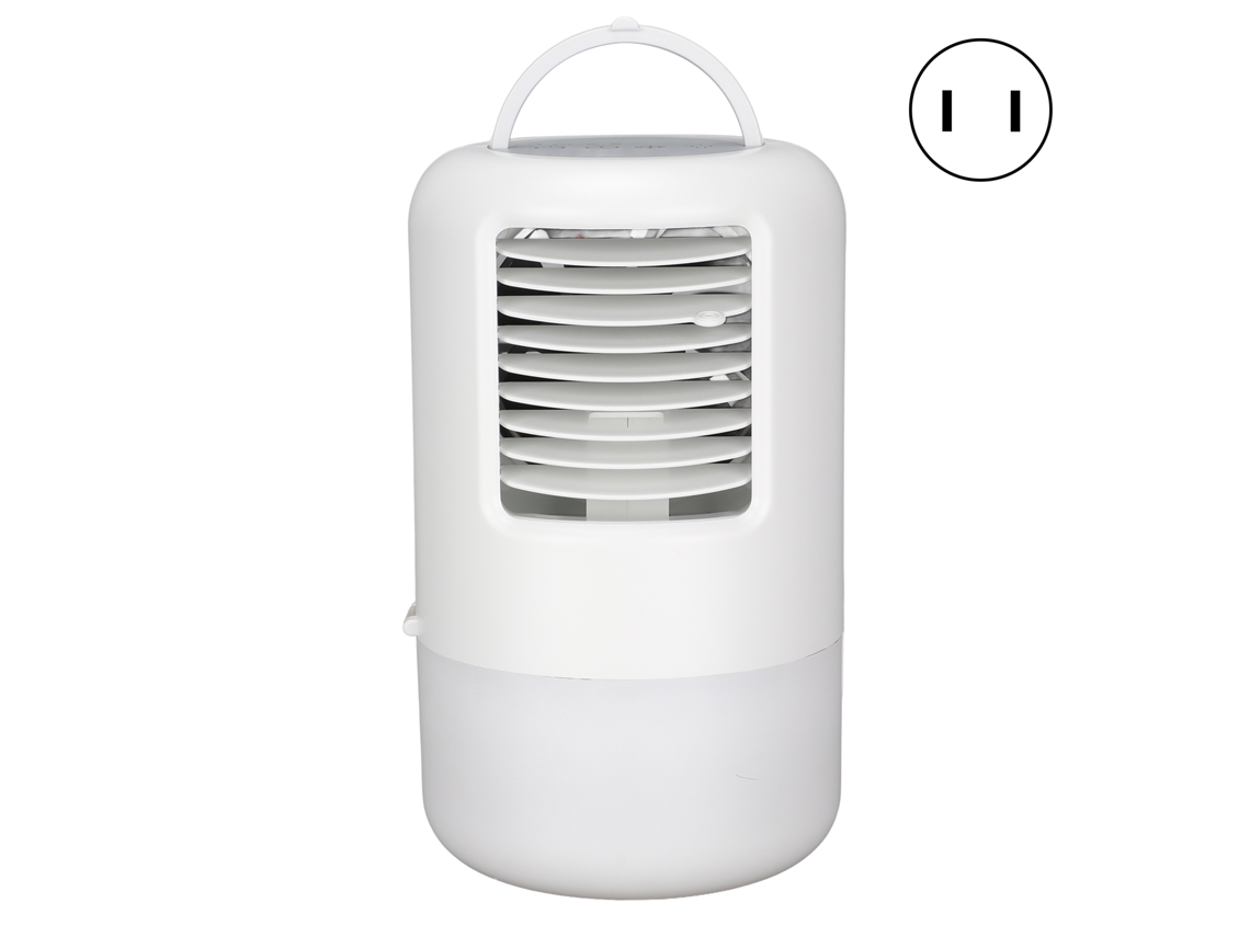 Mini Ventilador Portátil Para Refrigeración Líquida Con 3 Velocidades, Luz Nocturna Y Temporizador - Blanco (enchufe Estadounidense)