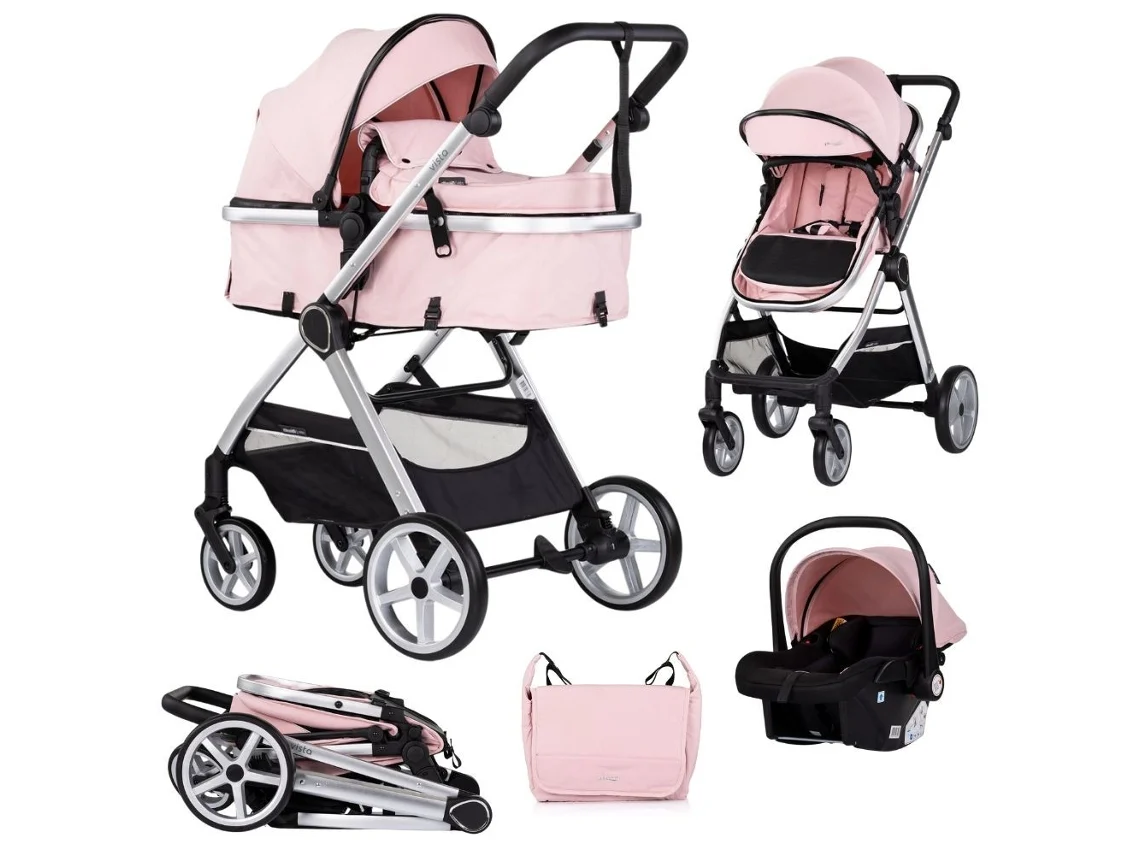 Carrito De Bebé Trío Convertible Vista De Chipolino Hasta 22 Kg - Marshmallow