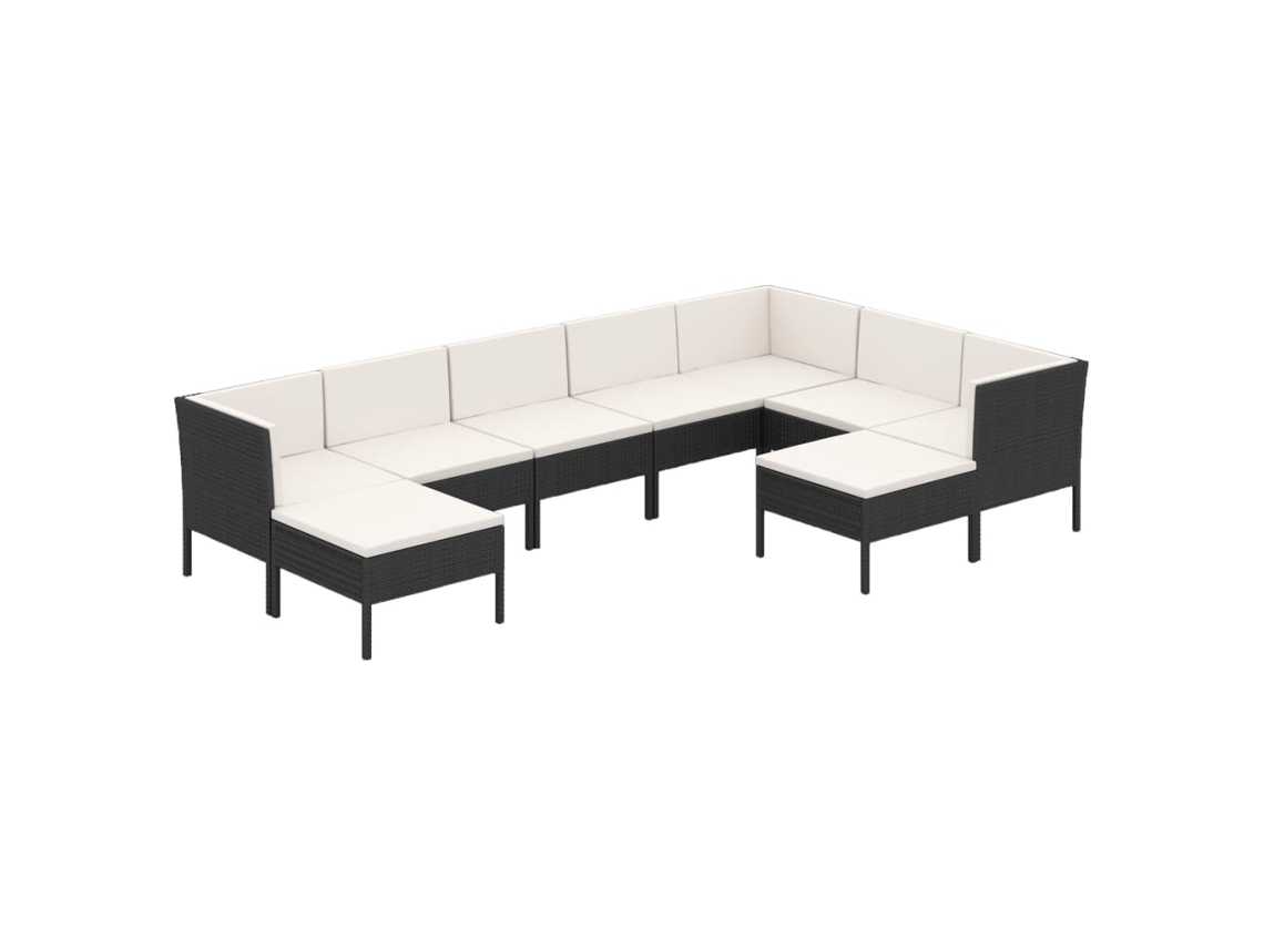 Maison Exclusive - Set Muebles De Jardín 9 Pzas Y Cojines Ratán Sintético Negro