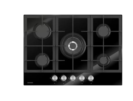 Placa de Gas INFINITON 78Gln52 Butano/Natural Vidrio Negro 5 Quemadores 70 cm