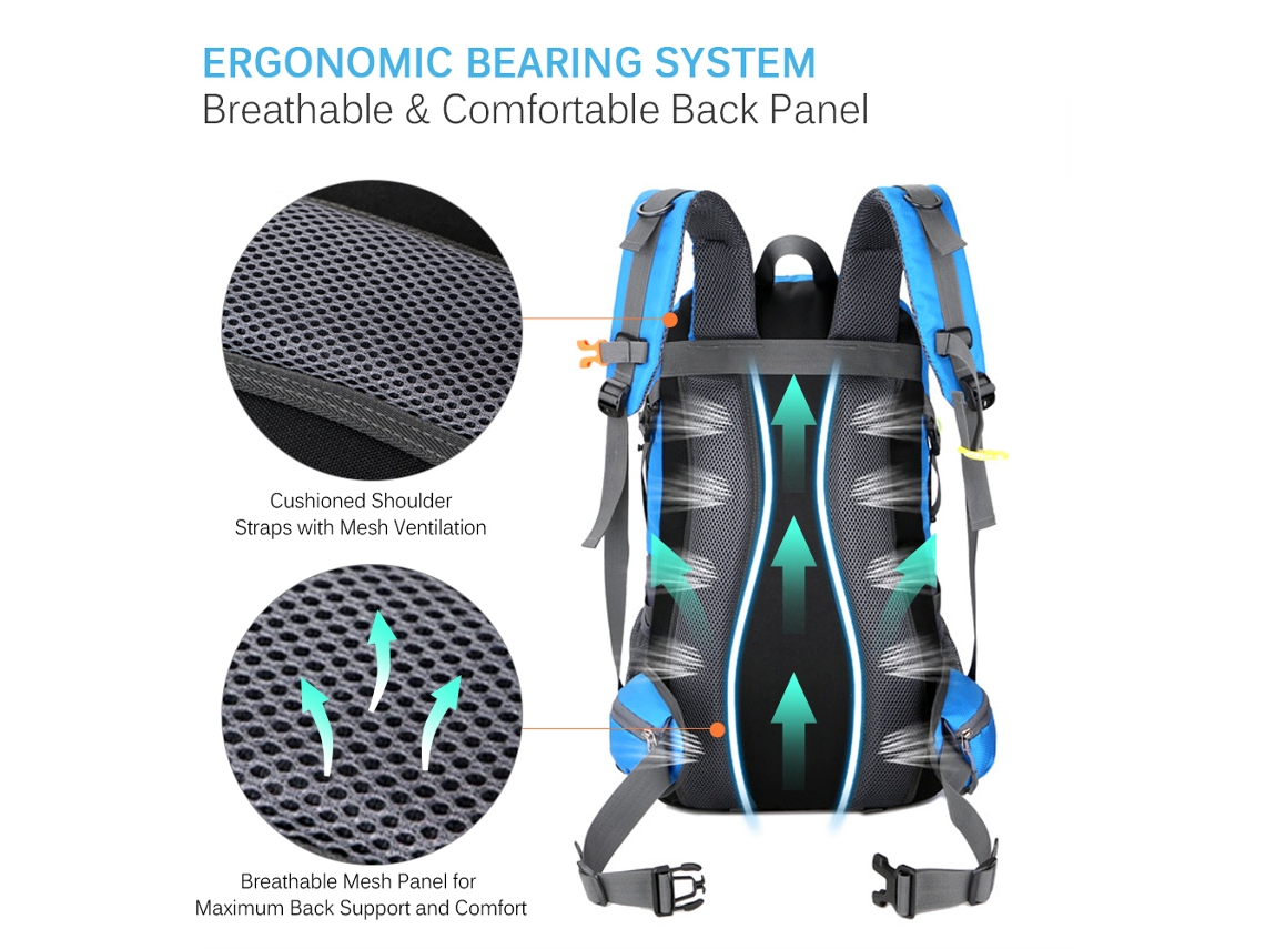 Mochila De Trekking De 50 Litros Resistente Al Agua Con Funda Impermeable Para Camping, Senderismo, Viajes Y Actividades Al Aire Libre - Para Hombres Y Mujeres