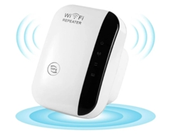 Extensor de rango wifi con puerto Ethernet de 300 Mbps y 2,4 GHz. Cubre hasta 335 m² y 35 dispositivos. Yizhood.