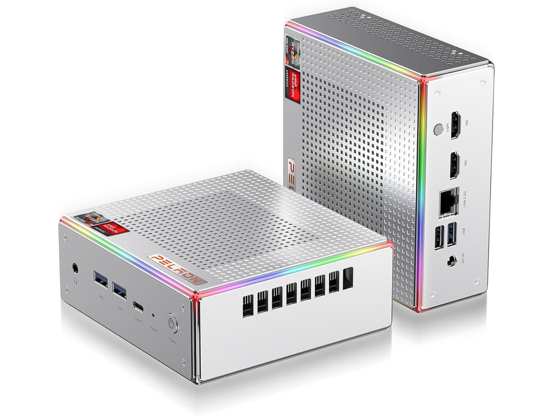 Mini PC para juegos Peladn con 4 procesadores AMD Ryzen 7 7840HS, 32 GB de DDR5, SSD de 1 TB con Wi-Fi 6 Tri-Mesh e iluminación RGB (8 núcleos/16 núcleos, hasta 5,1 GHz)
