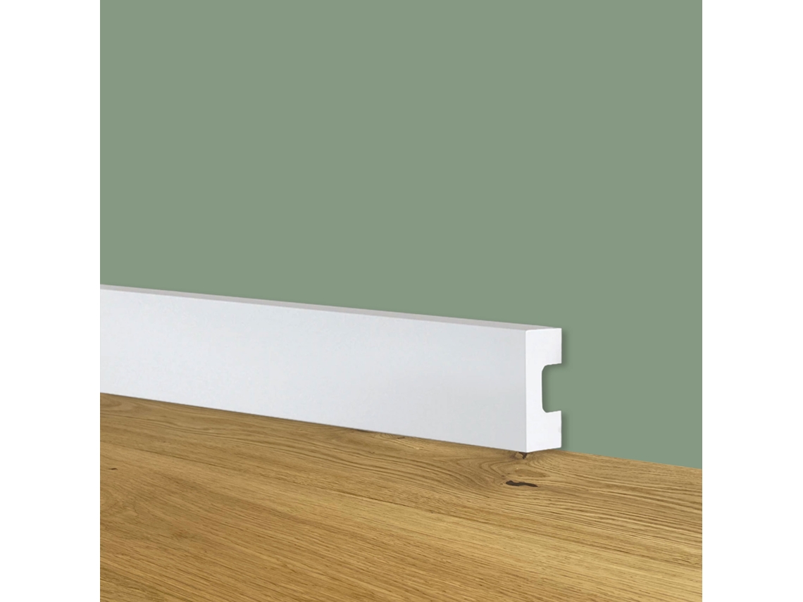 Rodapié Cuadrado Blanco Entrada Cables Muy Bajo 25X13X2000Mm en Polímeros ETERNAL PARQUET
