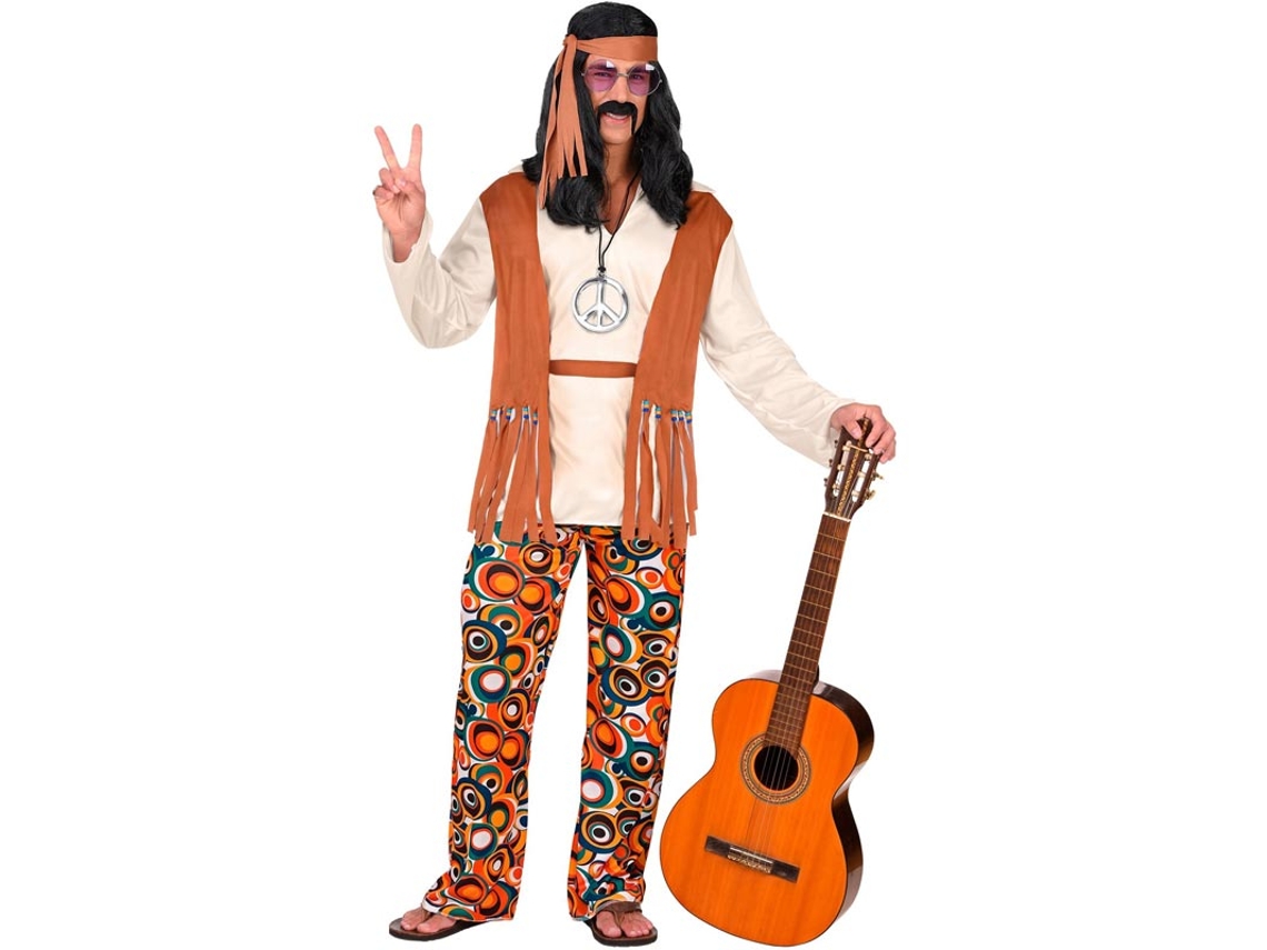 Disfraz de Hippie flecos largos para hombre