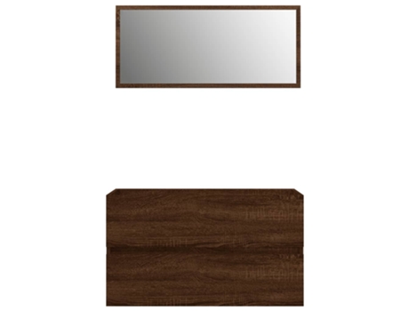 Conjunto 2 de muebles baño VIDAXL madera contrachapada marrón roble