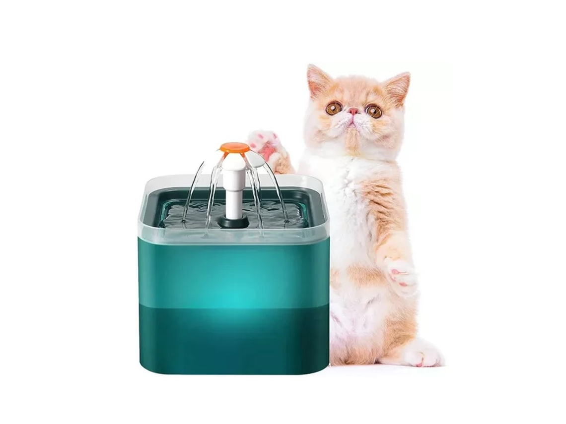 Fuente para gatos bebedero automático ultra silencioso con filtro y bomba de agua 2 L con luz LED
