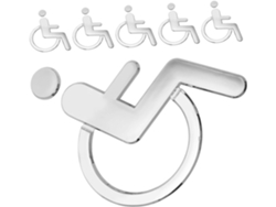 Juego de 6 letreros de baño accesibles para personas con discapacidad, en ABS plateado. SFUSHOS