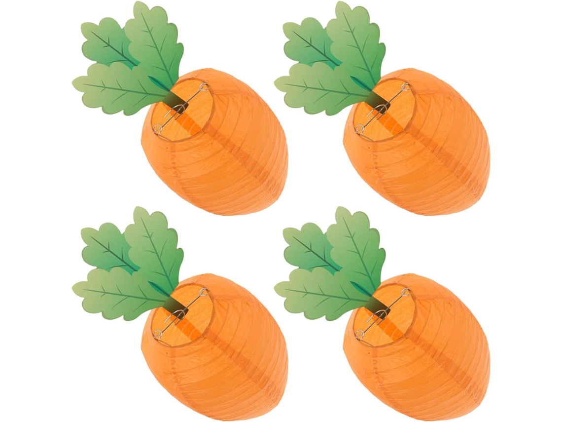 Farolillos de papel de Pascua de 20 cm, juego de 4 adornos colgantes con forma de zanahoria, ideales para fiestas de primavera, guirnalda decorativa GOKOCO